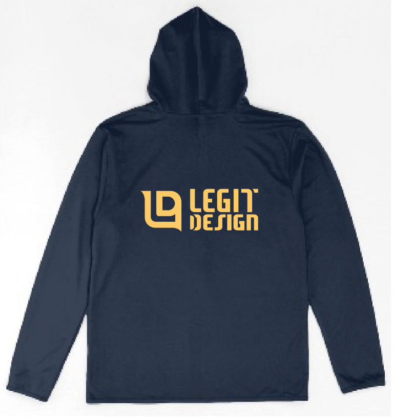 ドライジップパーカーLEGIT DESIGNロゴ ネイビーⅹクリームイエロー